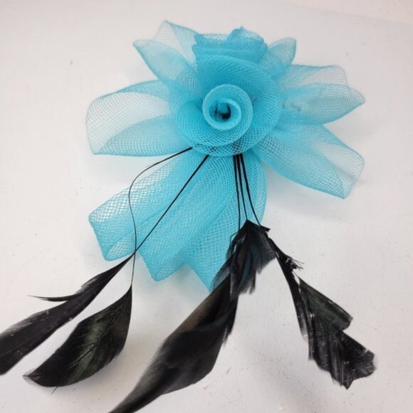 Turquoise Blue Fascinator Hair Clip Flower Corsage Flower Floral Hair Accessory main image 5